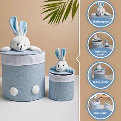 VON CASA Multi Purpose 2Pcs Round Fabric Basket - Bunny Face Design