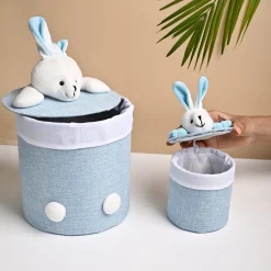 VON CASA Multi Purpose 2Pcs Round Fabric Basket - Bunny Face Design