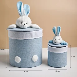 VON CASA Multi Purpose 2Pcs Round Fabric Basket - Bunny Face Design