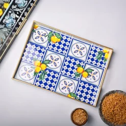 VON CASA Multicolour Floral Large Rectangular Serving Tray