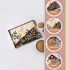 VON CASA Multicolour Large Leaf Texture Serving Tray