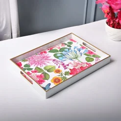 VON CASA Multicolour Large Floral Design Serving Tray