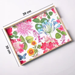 VON CASA Multicolour Large Floral Design Serving Tray