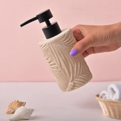 VON CASA Off-White & Black Polyresin Soap Dispenser