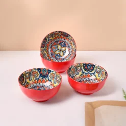VON CASA Orange Ceramic Bowl Set Of 4