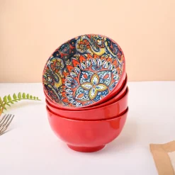 VON CASA Orange Ceramic Bowl Set Of 4