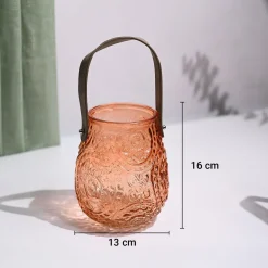 VON CASA Orange Cylindrical Glass T-Light Holder