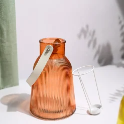 VON CASA Orange Cylindrical Glass T-Light Holder