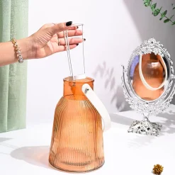 VON CASA Orange Cylindrical Glass T-Light Holder