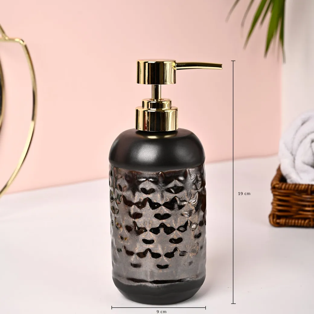 VON CASA 3Pcs Back & Gold Ceramic Bathroom Set