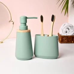 VON CASA 2Pcs Green Polyresin Bathroom Set