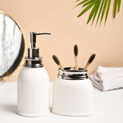 VON CASA 2Pcs White Ceramic Bathroom Set