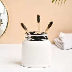 VON CASA 2Pcs White Ceramic Bathroom Set