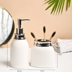 VON CASA 2Pcs White Ceramic Bathroom Set