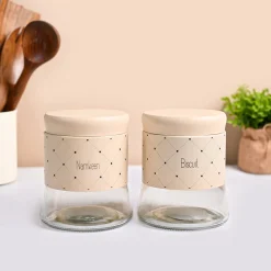 VON CASA Peach Argyle Biscuit & Namkeen Jar Set