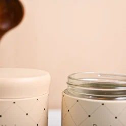 VON CASA Peach Argyle Biscuit & Namkeen Jar Set