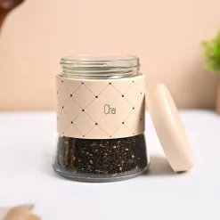 VON CASA Peach Argyle Chai & Cheeni Jar Set