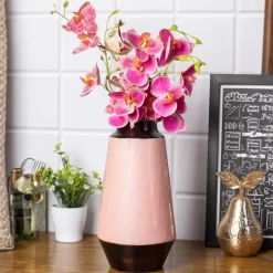 VON CASA Pink Bud Shape Vase (Pink Enamel)