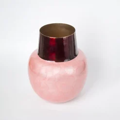 VON CASA Pink Globular Shape Pot Vase (Pink Enamel)