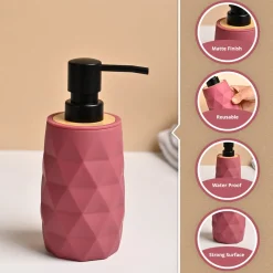 VON CASA Pink Plastic Soap Dispenser - 250ml