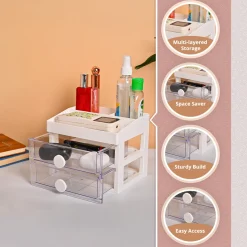 VON CASA Plastic White 2 Layer Drawer