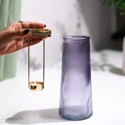 VON CASA Purple Cone Glass T-Light Holder