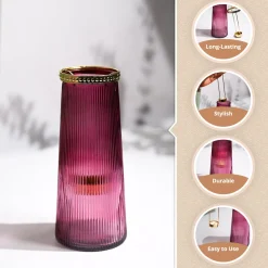 VON CASA Purple Cone Glass T-Light Holder