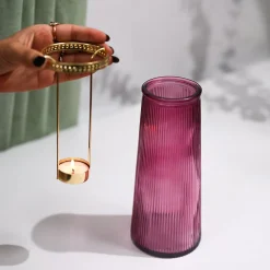 VON CASA Purple Cone Glass T-Light Holder