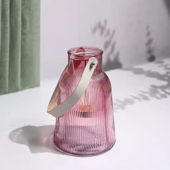 VON CASA Purple Cylindrical Glass T-Light Holder