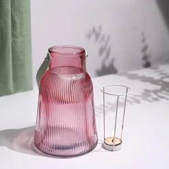 VON CASA Purple Cylindrical Glass T-Light Holder