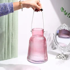 VON CASA Purple Cylindrical Glass T-Light Holder
