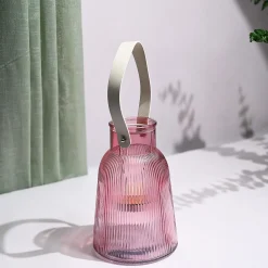 VON CASA Purple Cylindrical Glass T-Light Holder