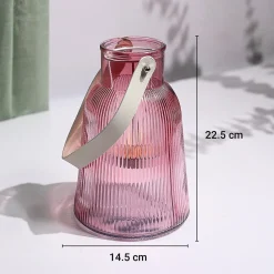 VON CASA Purple Cylindrical Glass T-Light Holder