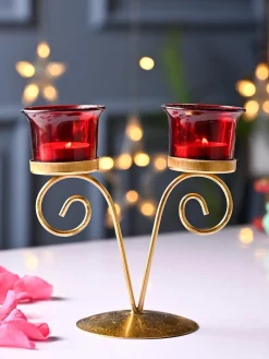 VON CASA Red 2 Votive T- Light Holder