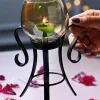 VON CASA Round Glass T- Light Holder With Stand