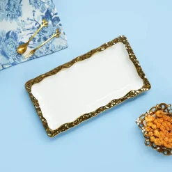 VON CASA Scalloped Ceramic Rectangular Dish