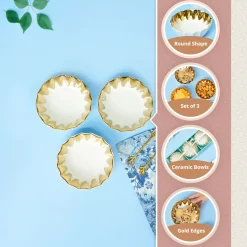 VON CASA Scalloped Ceramic Bowl Gift Set (Set Of 3)