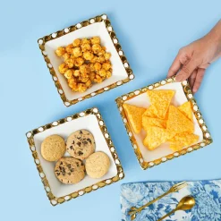 VON CASA Scalloped Ceramic Rectangular Bowl Gift Set (Set Of 3)