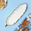 VON CASA Scalloped Ceramic Leaf Dish