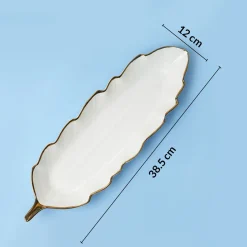 VON CASA Scalloped Ceramic Leaf Dish