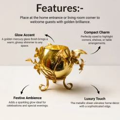 VON CASA Single T-Light Holder – Golden Sphere with Mercury Glass