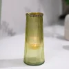 VON CASA Teal & Yellow Cone Glass T-Light Holder