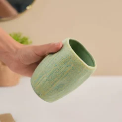 VON CASA Teal Green Wave Ceramic Bathroom Set (Set Of 2)