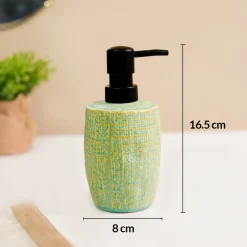 VON CASA Teal Green Wave Ceramic Bathroom Set (Set Of 2)