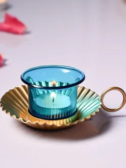 VON CASA Tea-Light Holder Set Of 2 - Turquoise