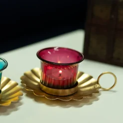 VON CASA T-Light Holder Set Of 2 - Red & Gold