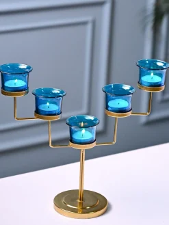 VON CASA Turquoise 5 Votive T- Light Holder
