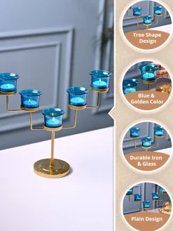 VON CASA Turquoise 5 Votive T- Light Holder