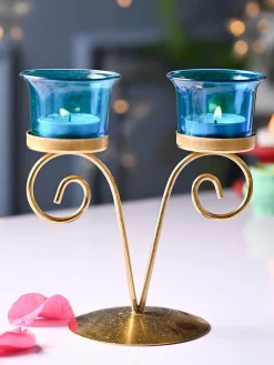 VON CASA Turquoise 2 Votive Tea- Light Holder