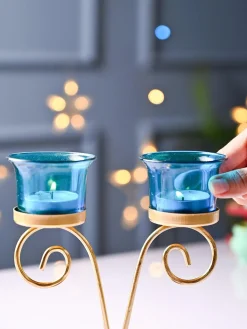 VON CASA Turquoise 2 Votive Tea- Light Holder